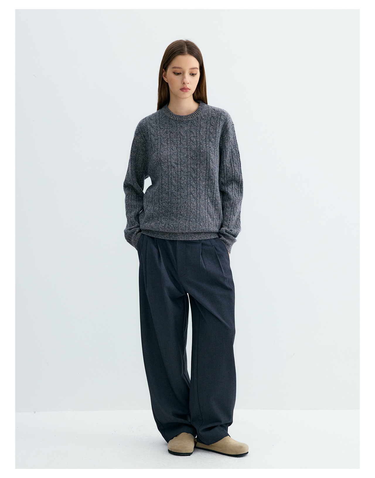UNF Cable-Knit Crewneck Sweater