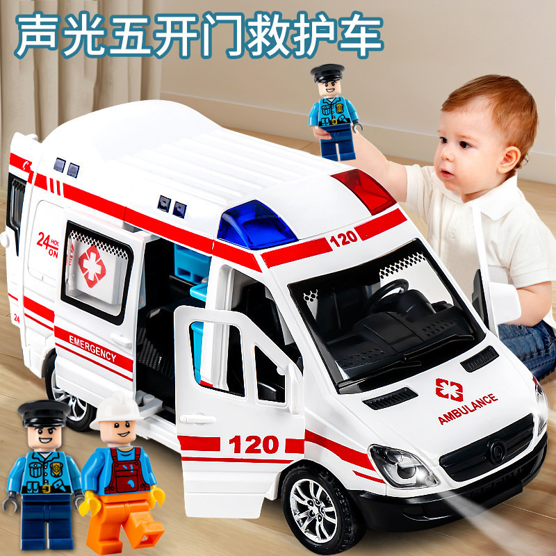 Children's sound and light 120 ambulance five-door inertial toy car simulation car model boy police car wholesale