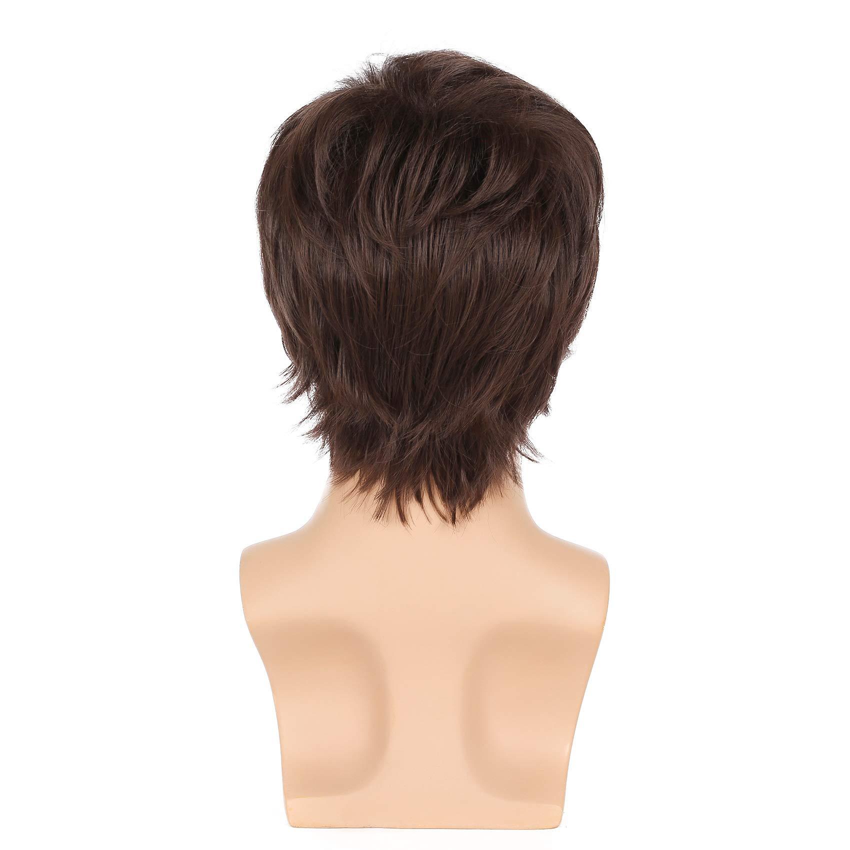 Short Straight Hair Wig Hairstyle high temperature wire Hair Material Weekend Occasion Men's Simple Style Brown Weekend High Temperature Wire Short Straight Hair Wigs