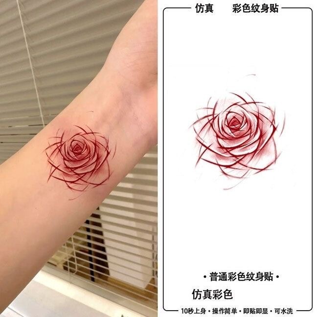 Little Red Book's Same Style Pure Lust Rose Knife Engraved Wrist Cute Waterproof Sweet Girl Clavicle Tattoo Sticker Butterfly Kt Cat