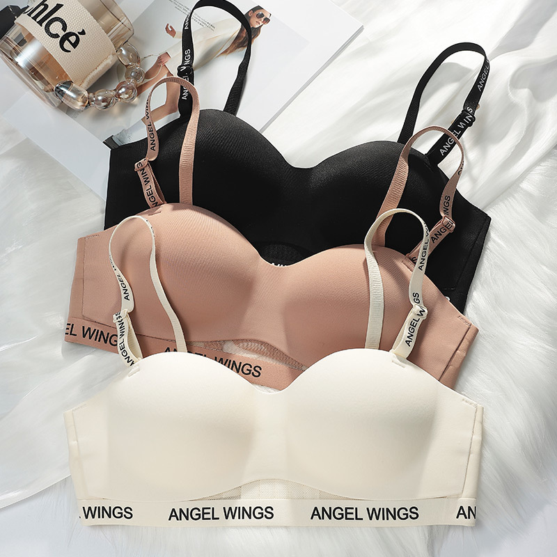 Strapless Bra for Small Busts, Dress-Style Bandeau Bra for Women, Push-Up, Non-Slip, Strapless Bra with Chest Pads, No Underwire