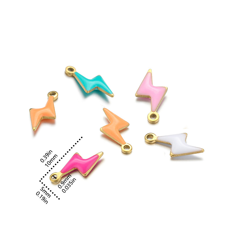 8g Weight Pendant Jewelry Making Type 5*10mm Jewelry Making Size DIY Jewelry Accessories Classification 20 PCS/Package Quantity 304 Stainless Steel Material Lightning Pattern Enamel Design Casual, Simple Style Style 20 PCS/Package 5*10mm 304 Stainless Steel Lightning Pendant 无
