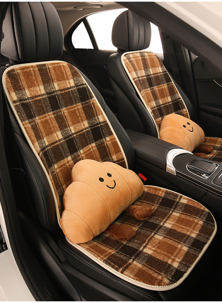 Fun and Cute Croissant Car Headrest Pillow Plush Car Doll Doll Creative Cartoon Headrest Pillow