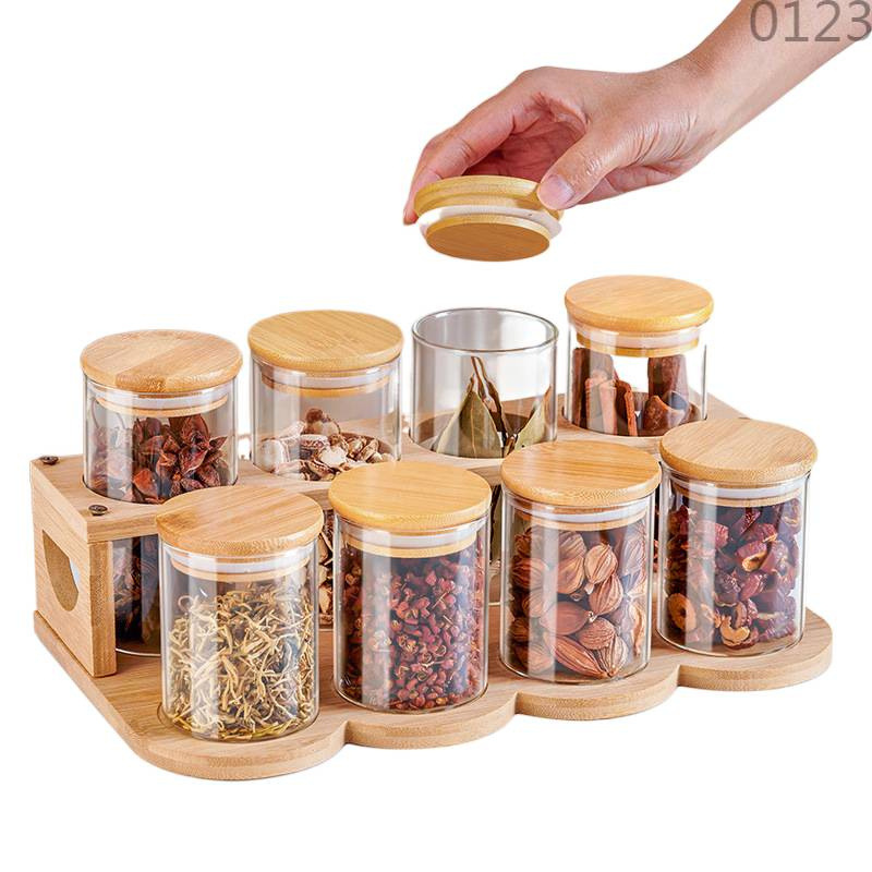 Caja de almacenamiento de especias Botella de condimentos de vidrio conjunto de combinación de cocina casera de pimienta frasco de sellado frasco condimento nuevo