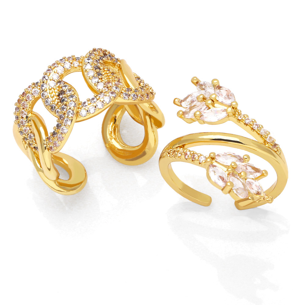 Fashion new retro zircon open copper ring