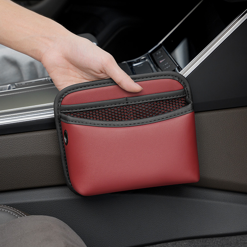 车载粘贴式收纳网兜置物袋汽车用品大全实用车内手机放置盒储物袋