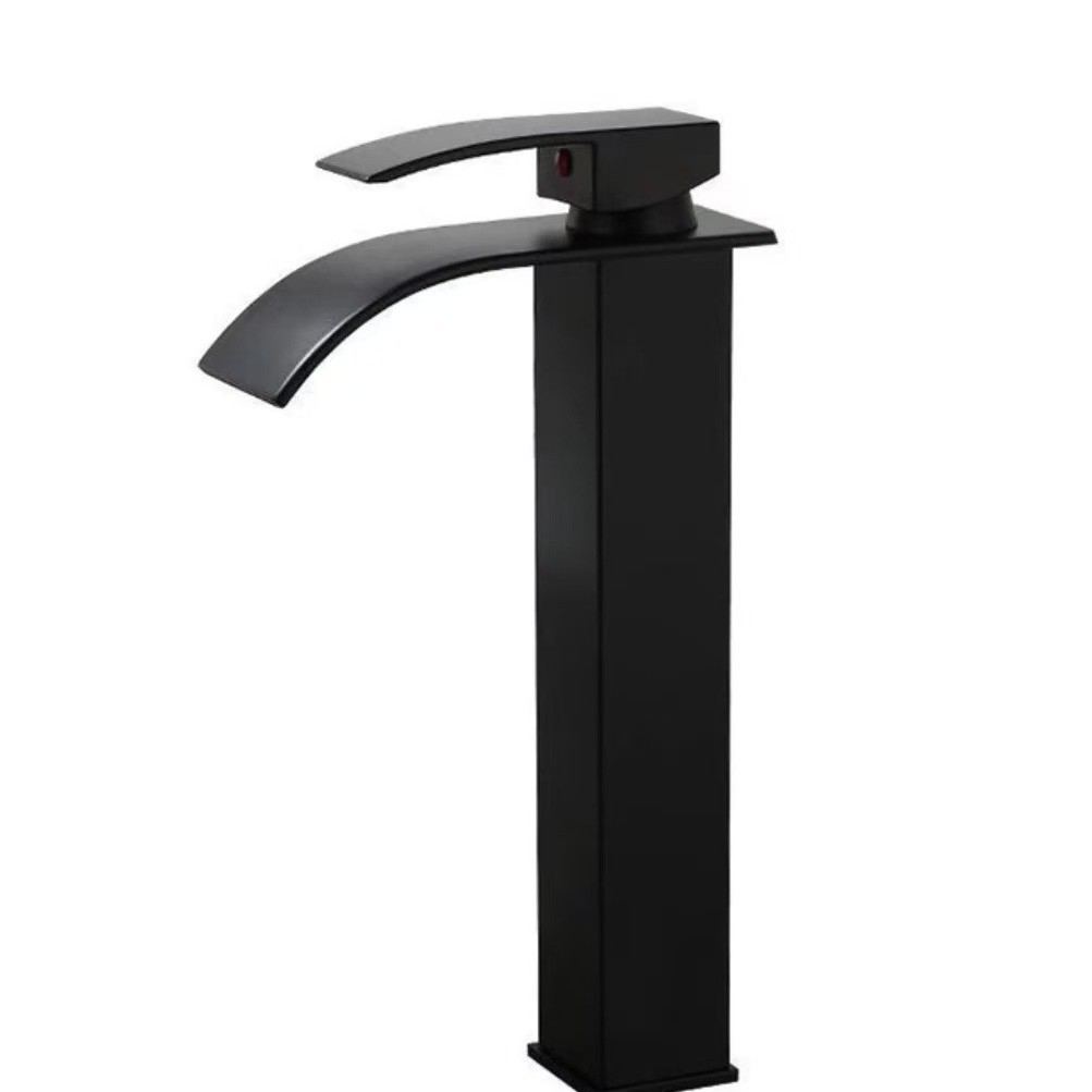 Grifos de cascada personalizados de acero inoxidable boca plana grifos cuadrangulares transfronterizos de comercio electrónico comercio exterior grifos de lavabos calientes y fríos