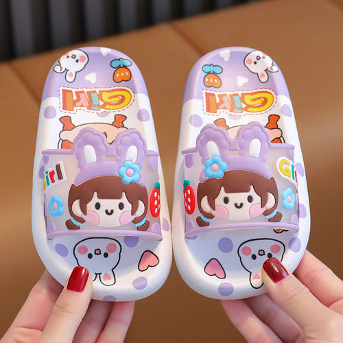 Children's Slippers Summer Cartoon Cute Indoor Silent Bathroom Boy Soft Sole Bathing Baby Girl Anti-Slip Cool Slippers