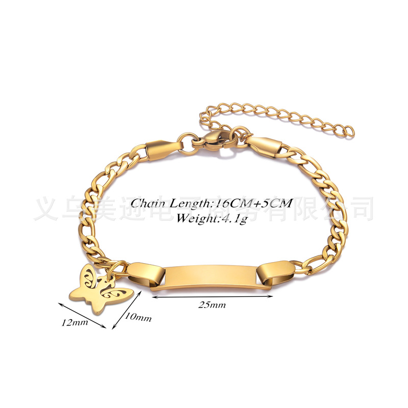 可刻激光雕刻名字不锈钢手链花朵/人物/皇冠/蝴蝶吊坠饰品批发|undefined