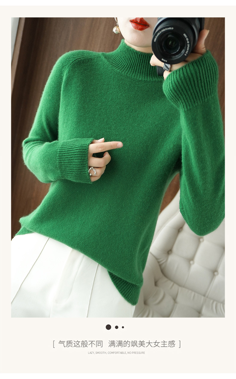 Wholesale of 2022 new semi-high neck pullover long-sleeved knitted sweater for women, a slimming Korean-style base layer pic 34