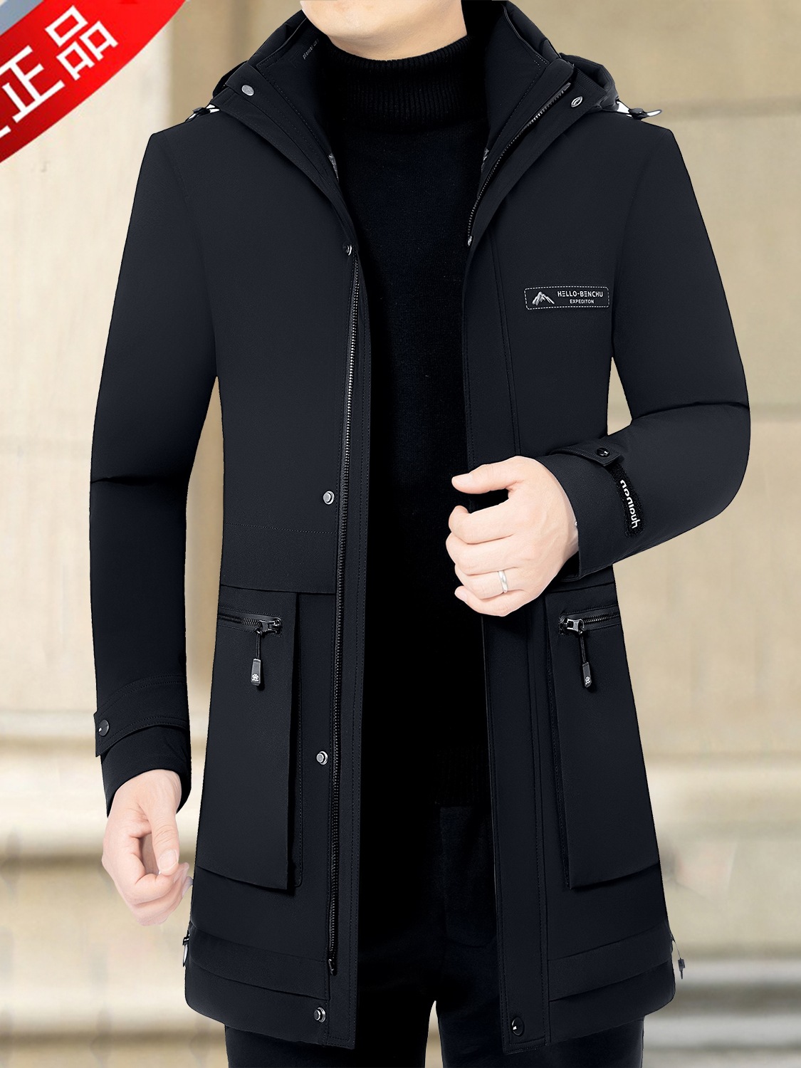 Woodpecker Live Face Goose down Mid-Length down Jacket Men's Spring Festival Fashion Parka Men's Winter Jacket Men