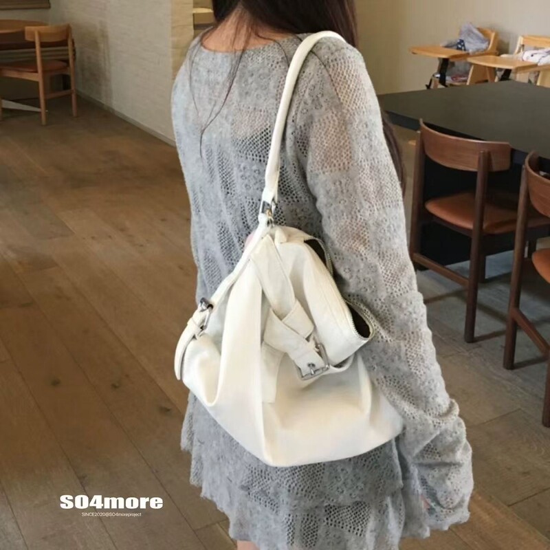 水洗皮复古韩国热卖2025春复古辣妹机车大容量单肩斜挎托特女包|undefined