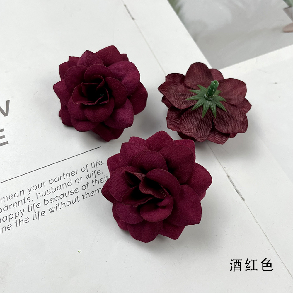 Simulación de tela de terciopelo de pequeño ángulo flores de rosa DIY sombreros hechos a mano arreglos de flores bolsas de props para el hogar adornos florales