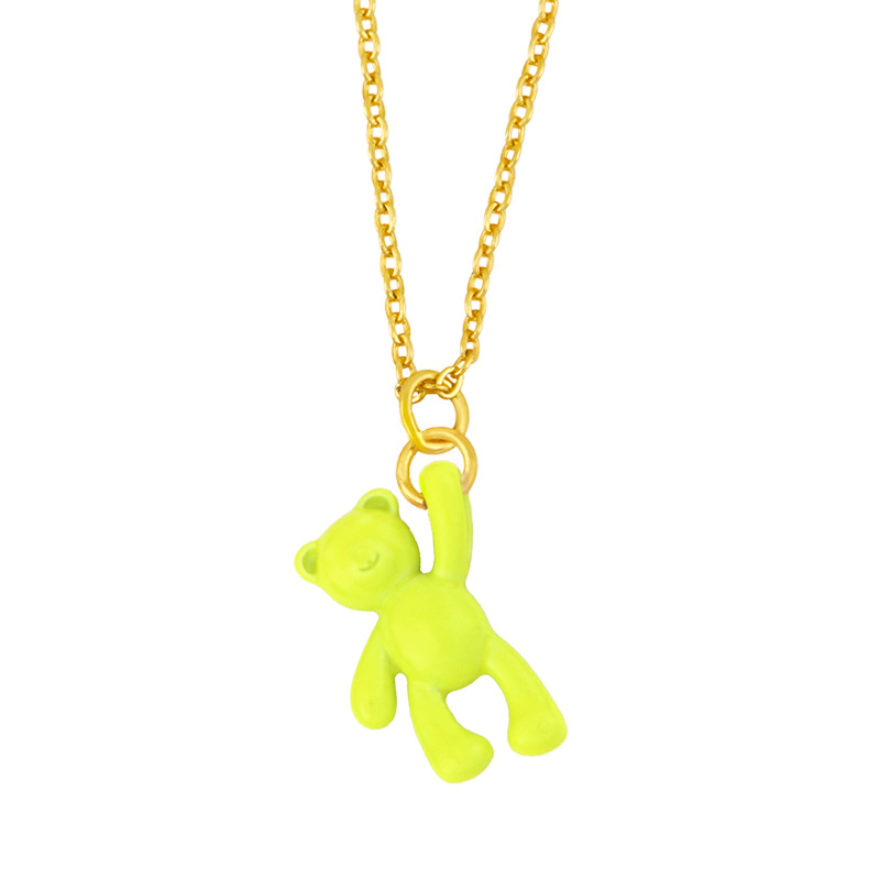 Wholesale Simple Solid Color Bear Pendant Copper Necklace Nihaojewelry display picture 9