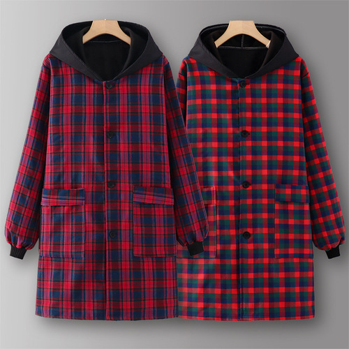 Men's Apron Kitchen Home Use New Model Work Coverall Autumn/Winter Women's Workwear Winter Fleece Thickened Korean Style