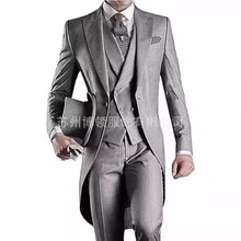 新款男士商务休闲长款西服男新郎伴郎三件套西装宴会婚礼西装男