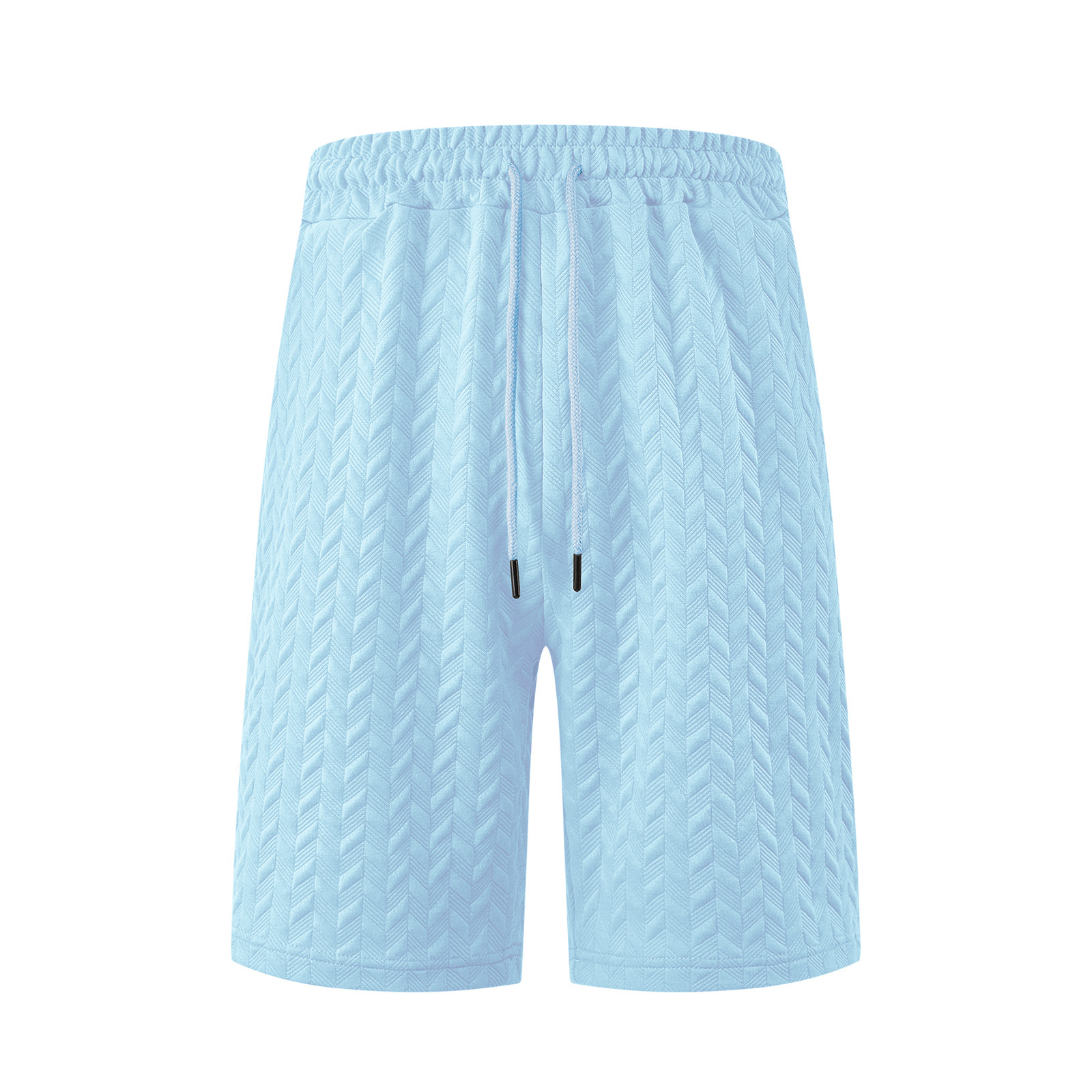 Europa y Estados Unidos ropa de hombre transfronteriza spot verano suelta pantalones cortos de color sólido jacquard correa de hombre casual pantalones cortos de playa