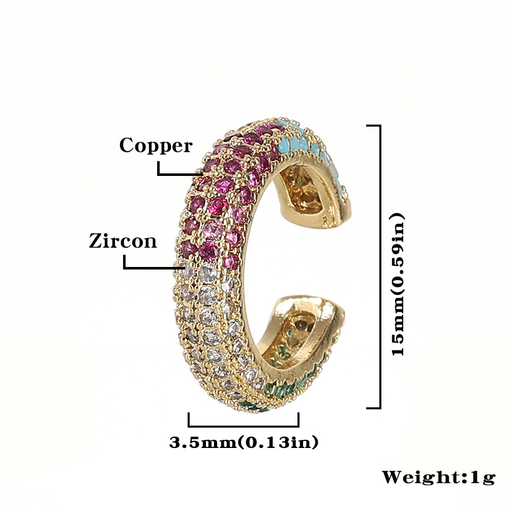 Fashion C Shape Copper Earrings Plating Zircon Copper Earrings