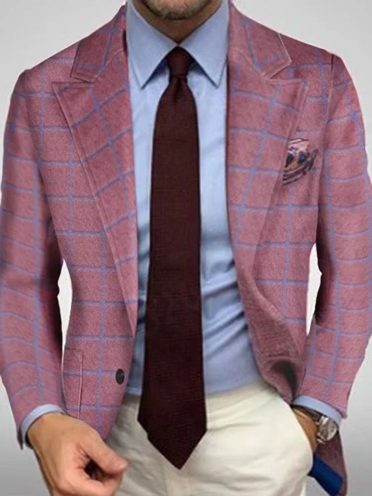 Nuevo comercio exterior transfronterizo primavera y otoño impresión digital reticular hombre traje casual traje casual chaqueta