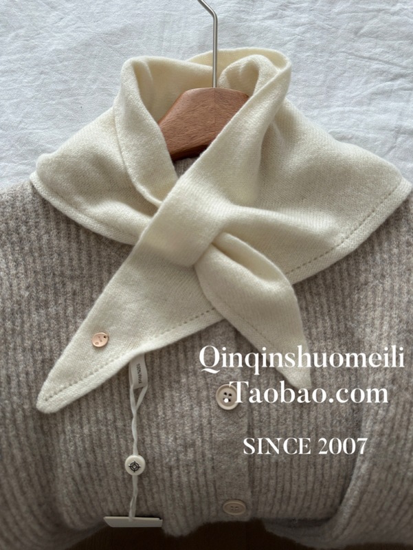 出口韩国100％WOOL软糯羊毛小领巾女百搭护颈围脖围巾披肩外搭ins|undefined