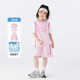 女童运动套装夏季新款中大童女孩时尚休闲风篮球服训练装两件套