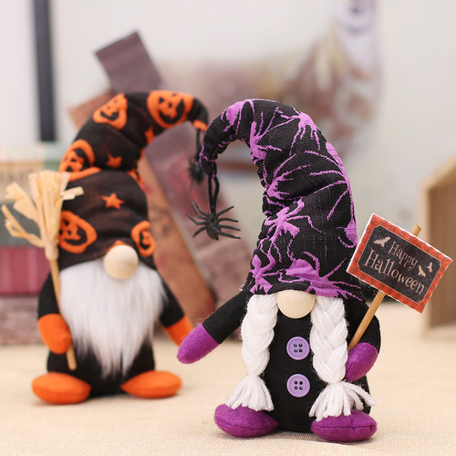Halloween decorations, venue layout props, forest man holding placards, faceless dolls, doll decorations, cross-border