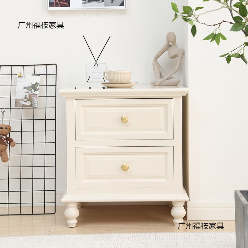欧式床头柜子欧式床边柜实木轻奢简约卧室家用小型窄小储物架复古