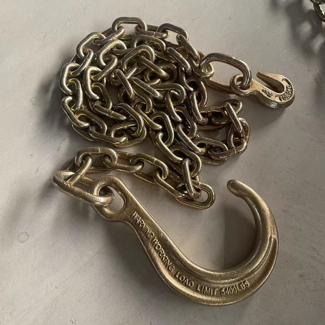 牵引链美标G70拖车链带J型钩和5/16英寸眼钩适用于平板卡车运输链