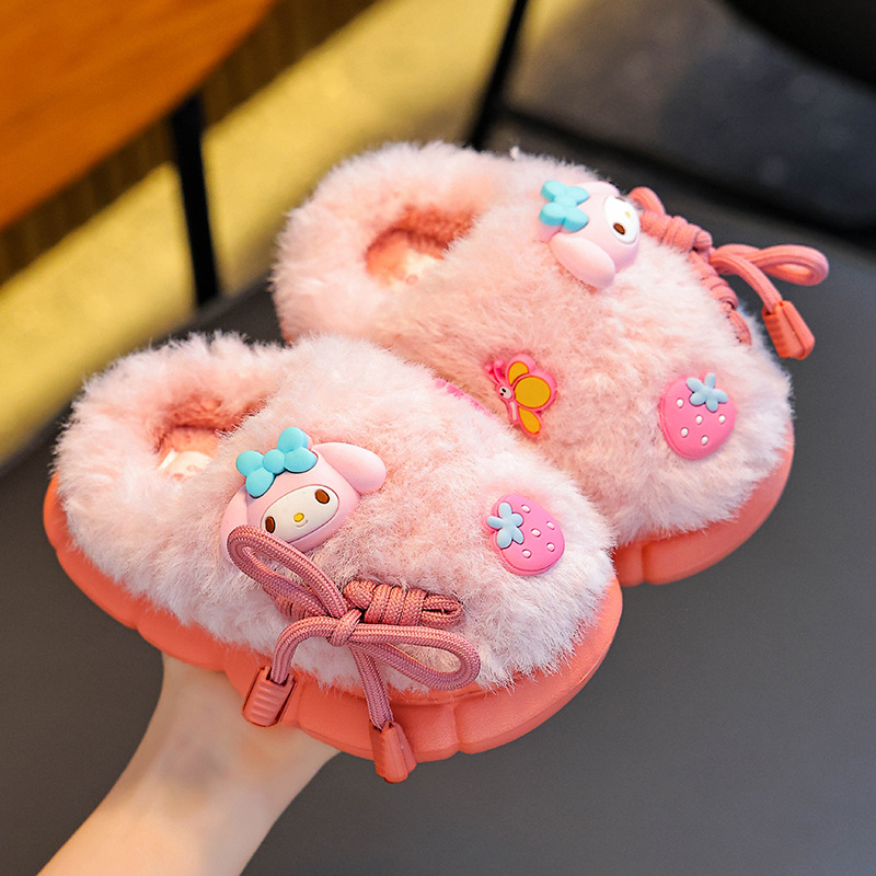 Sanliou zapatillas de algodón de invierno para niños, niñas, calentamiento y pelusa, bolsas de zapatos de algodón para niños y medianos, bolsas de bebés