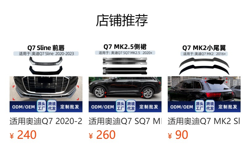 Specifically designed rear lip spoiler for Audi Q7 Sline 4M 2020-2023, for cross-border modification