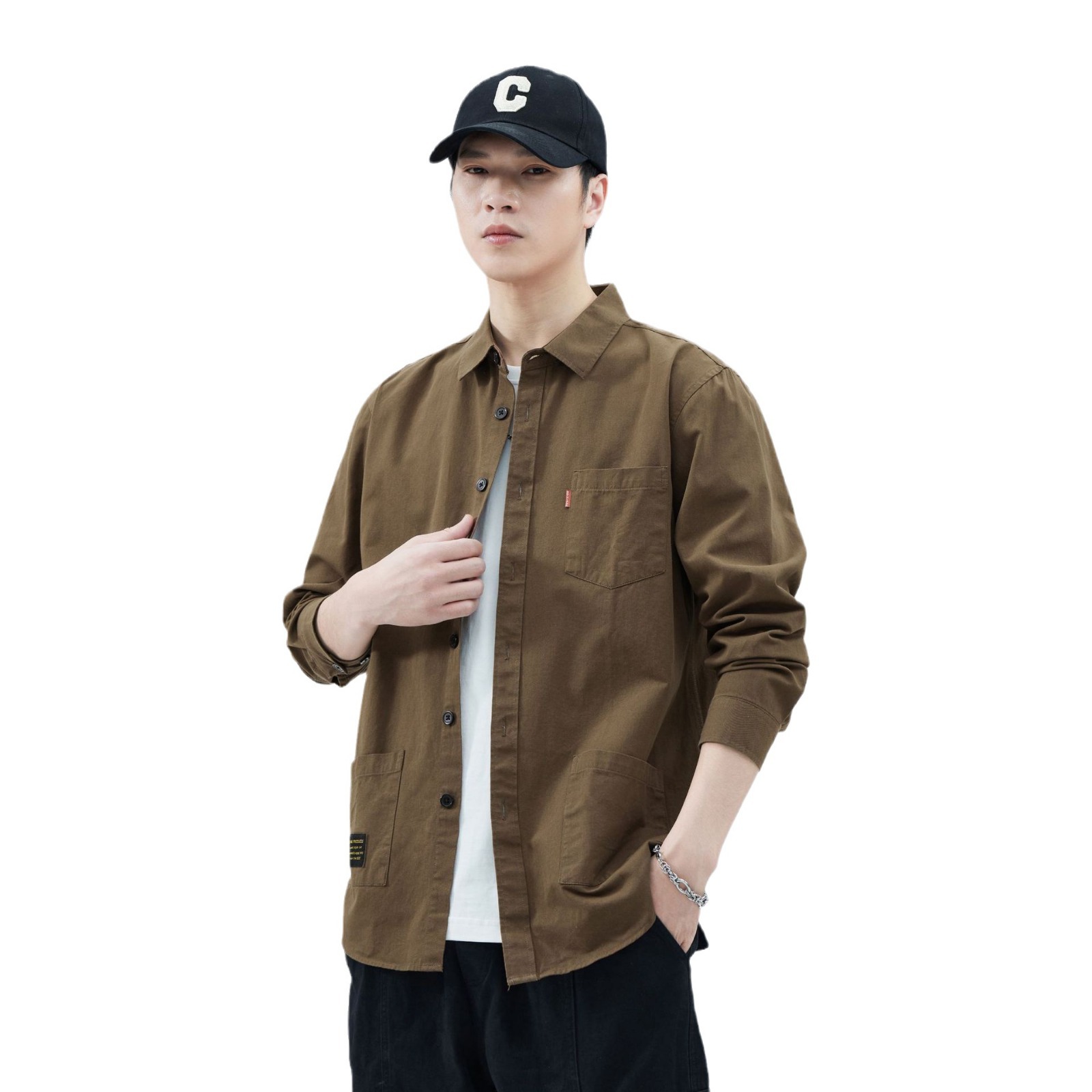 Camisas personalizadas exclusivas de fábrica de primavera y verano masculinas de algodón americano herramientas sueltas de alta calidad estilo de tendencia de puerto