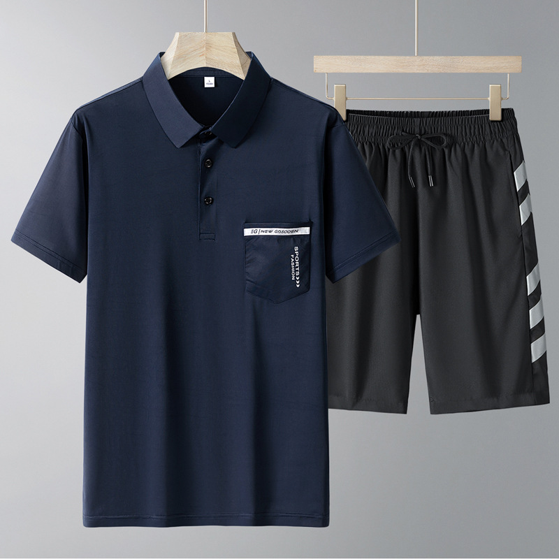 Papa, traje de verano, camiseta de mangas cortas, 2025 nuevo traje deportivo de mediana edad, pantalones cortos casuales para hombres, ropa de verano
