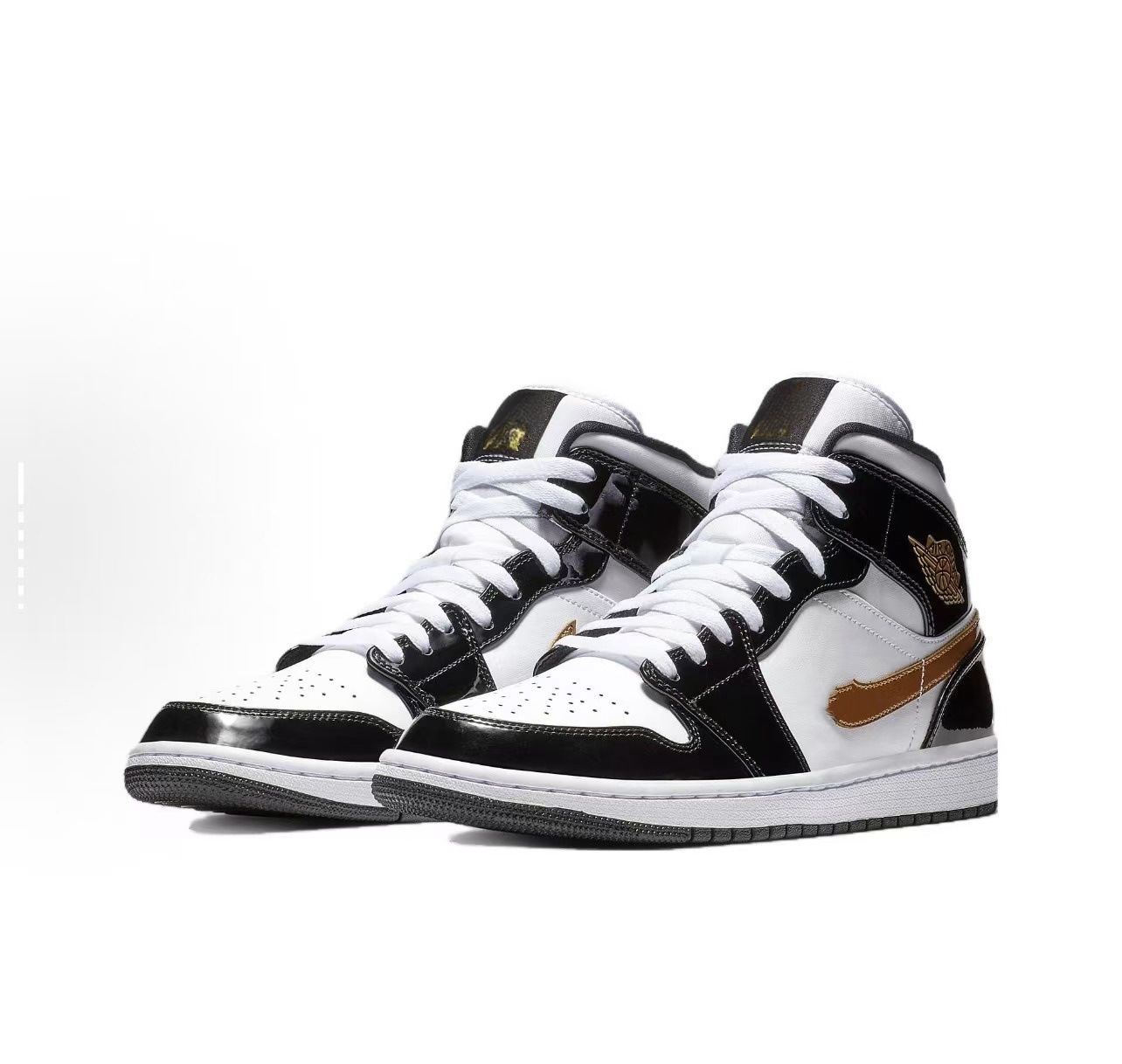 22 aj1 미드탑 블랙 골드 페이턴트 가죽