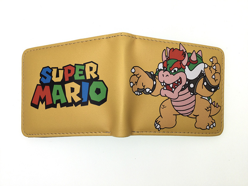 Nuevo Super Mary cartera corta Super Mario estudiante unisex pu cuero Snap cartera