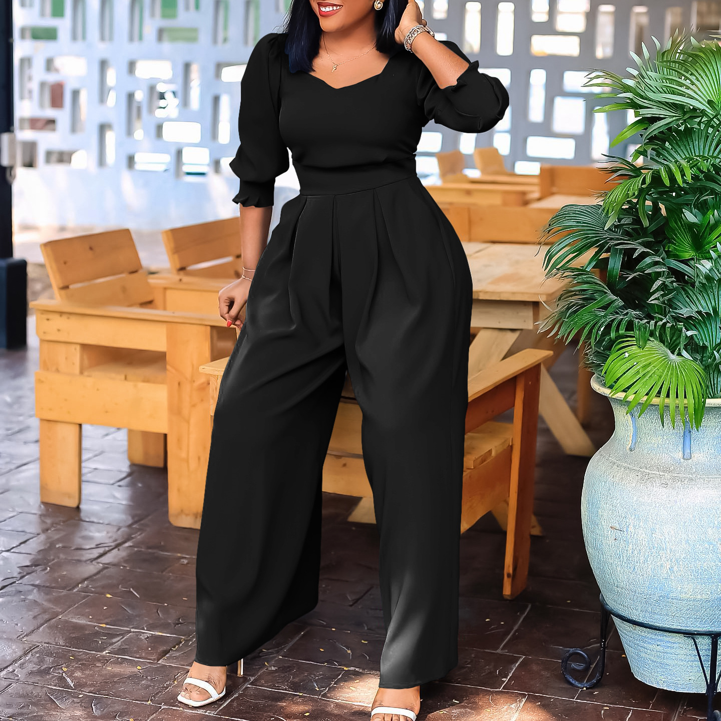Damen Jumpsuit Langarm Lässig Weites Bein Für Den Winter_voghion.com