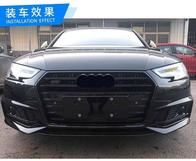 Applicable to Audi S4 fog lamp frame 2017-2019 Audi A4 B9 modified S4ACC front bar bright black fog lamp