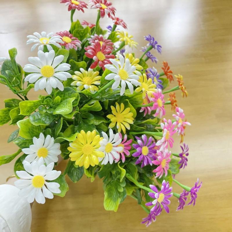 Decoración Flor falsa Simulación Flor seca Mobiliario para el hogar Interior Decoración de la mesa de comedor Sala de estar Ramo de plástico Armario de TV Planta en maceta