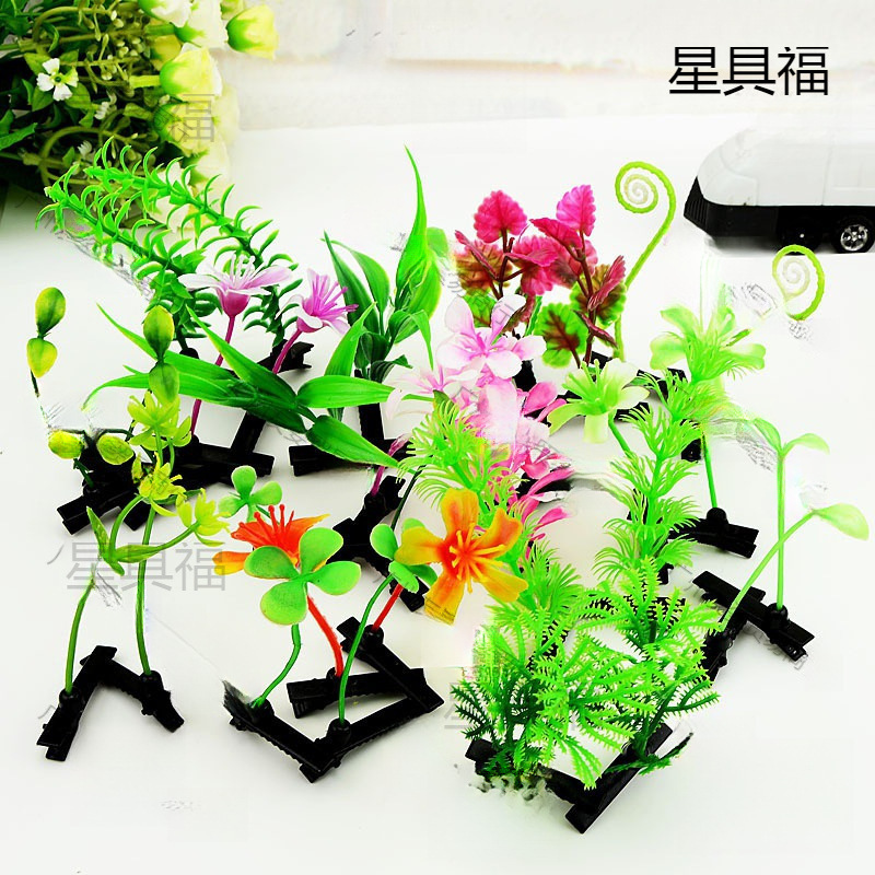 卖萌神器小草发夹豆芽花头上长草发夹值物长草仿真槙物头花