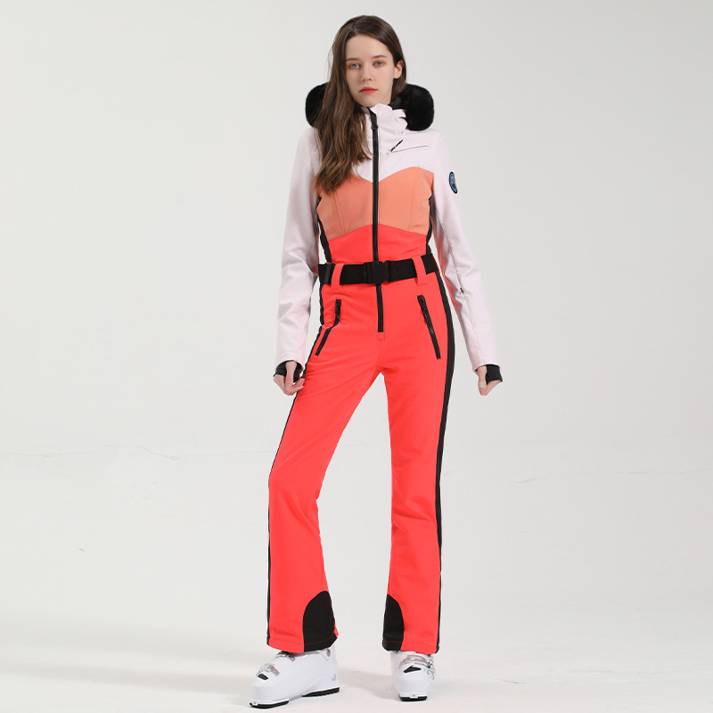 Women's New Style Waterproof, Windproof, and Warm One-Piece Ski Suit with Waist-Cinching Design, Ski Jacket and Pants Set, Ski Gear Women's New Style Waterproof, Windproof, and Warm One-Piece Ski Suit with Waist-Cinching Design, Ski Jacket and Pants Set, Ski Gear