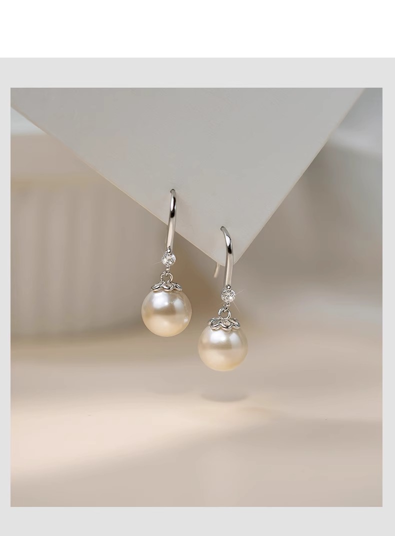 S999 Silber-Perlenohrringe, Retro-Design, Sommerkollektion