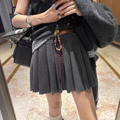 学院风灰色针织百褶半身裙女秋冬2025新款百搭高腰显瘦a字短子裙