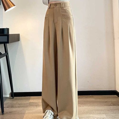 Summer thin version pants 2025 new gray drape feeling suit pants high-waisted wide-leg floor-length casual pants for women wholesale