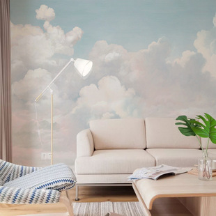Nordic simple light luxury cloud oil painting wallpaper living room TV wall cloth B & B hotel background wallpaper bedroom mural