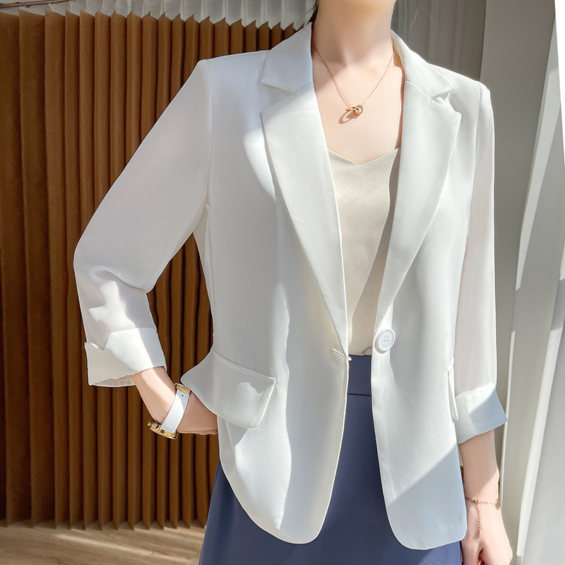 Chiffon Satin Small Suit Thin Jacket Women Summer Short Elegant Casual Small Sun Protection Cardigan Top
