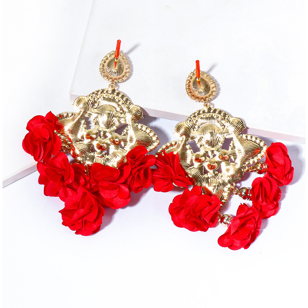 Nouveau Bohème Couleur Diamant Fleur Femme Boucles D'oreilles Personnalité Accessoires En Gros display picture 29