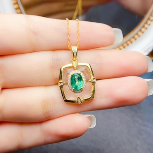New natural topaz pendant S925 silver inlaid main stone 5*7mm Joker net red explosions women's jewelry wholesale