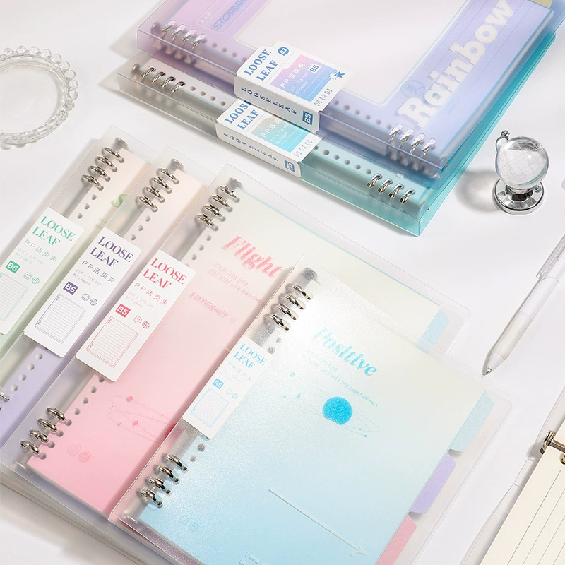 Removable Loose-Leaf Notebook, A5/B5 Manjushahua, PP Cover, Spiral Ring, Elementary Students