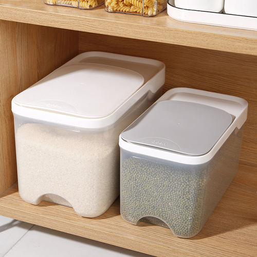 Sealed rice bucket moisture-proof and insect-proof rice box Japanese household 20 catties thickened transparent plastic storage box with lid wholesale