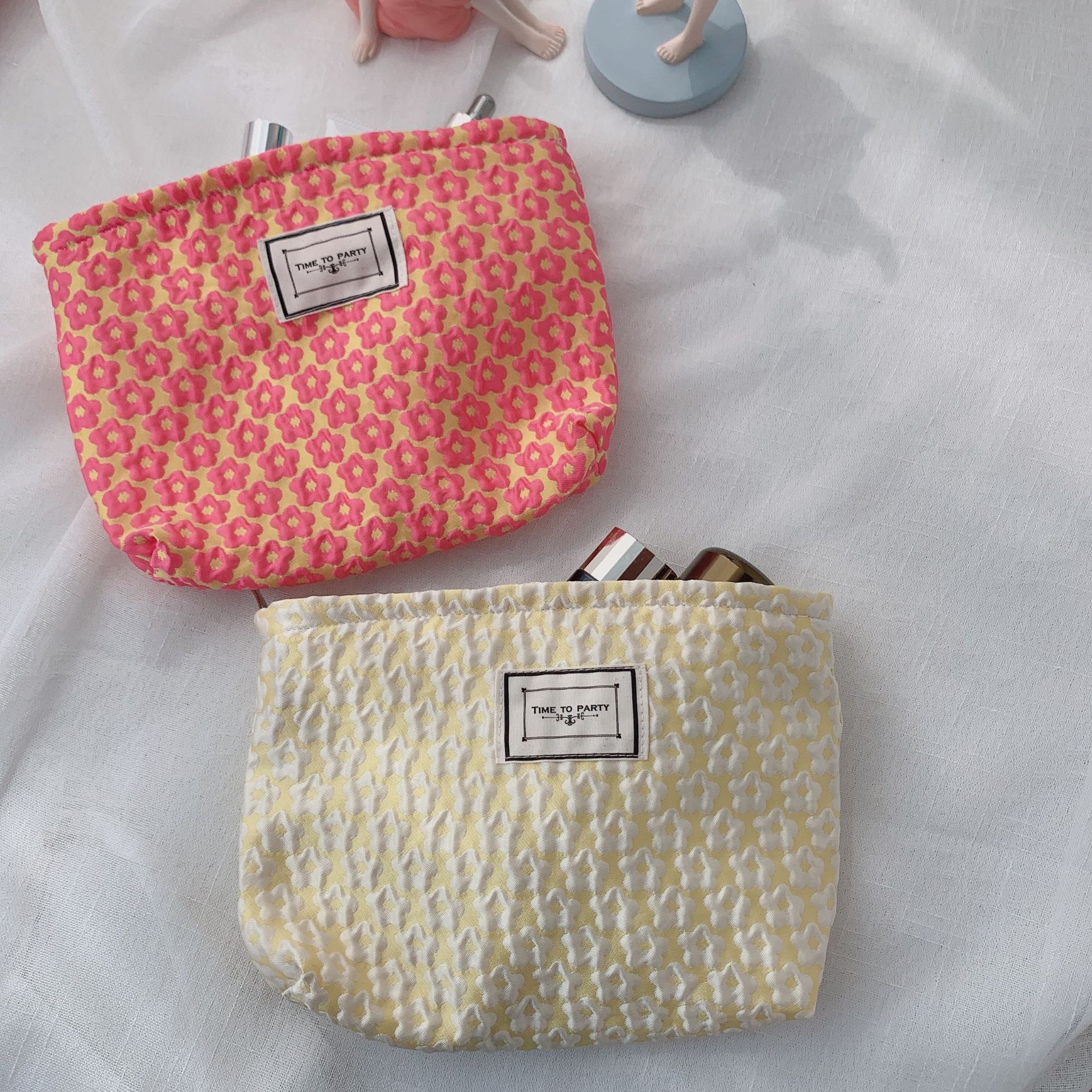 Jacquard cuadrado viaje bolsa cosmética bolsa de almacenamiento retro portátil embrague gran capacidad caja cosmética bolsa de almacenamiento