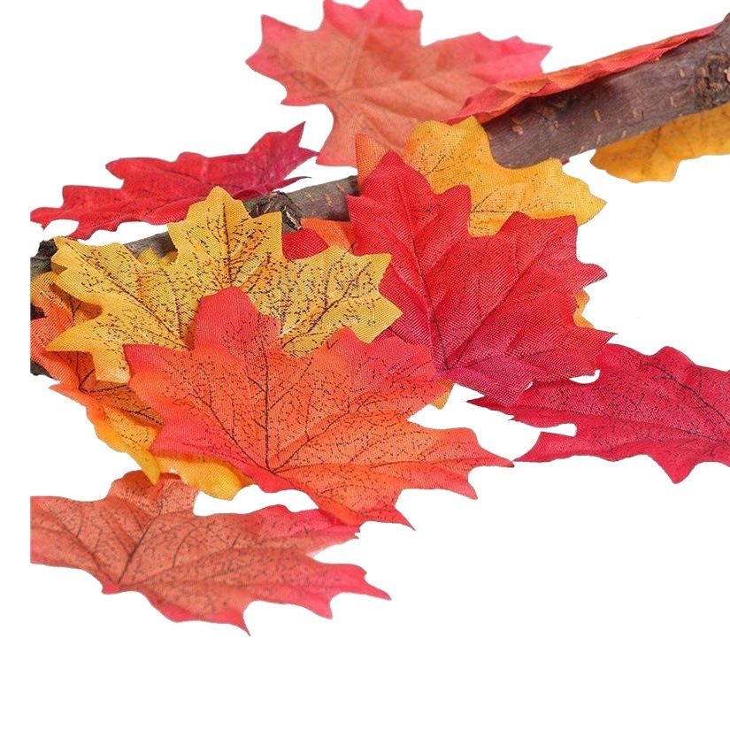En stock Amazon transfronteriza caliente 8cm simulación hoja de arce planta 100 unids un paquete de accesorios de la escena de la foto de la boda
